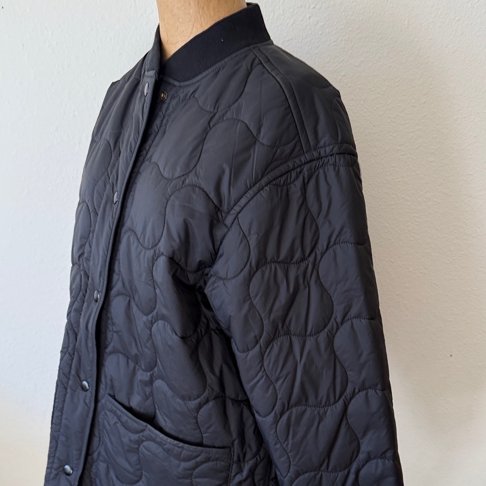 Madewell sz S Black Quilted Oversized Bomber Jacket Women’s like new condition - Picture 6 of 16